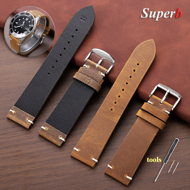 Watches Rolex Smartwatch - Stitching Cowhide Leather Bracelet for Omega