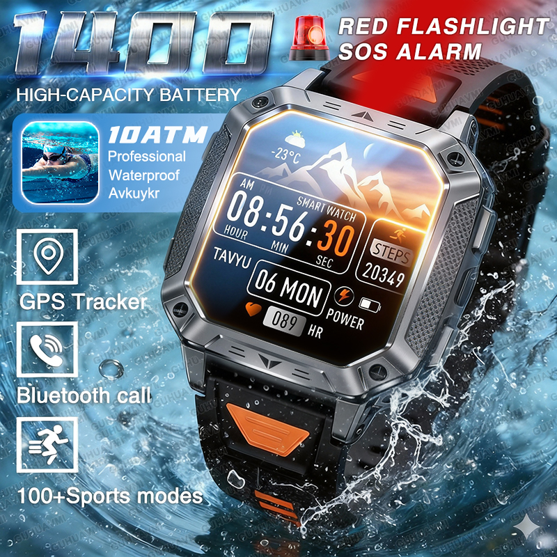 Smartwatch Military Watches For Men - TANK Ultra 2026: 1400mAh Military GPS
