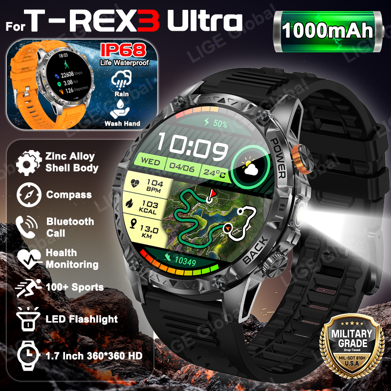 Smartwatch Military Watches For Men - LIGE New Military For T-Rex 3