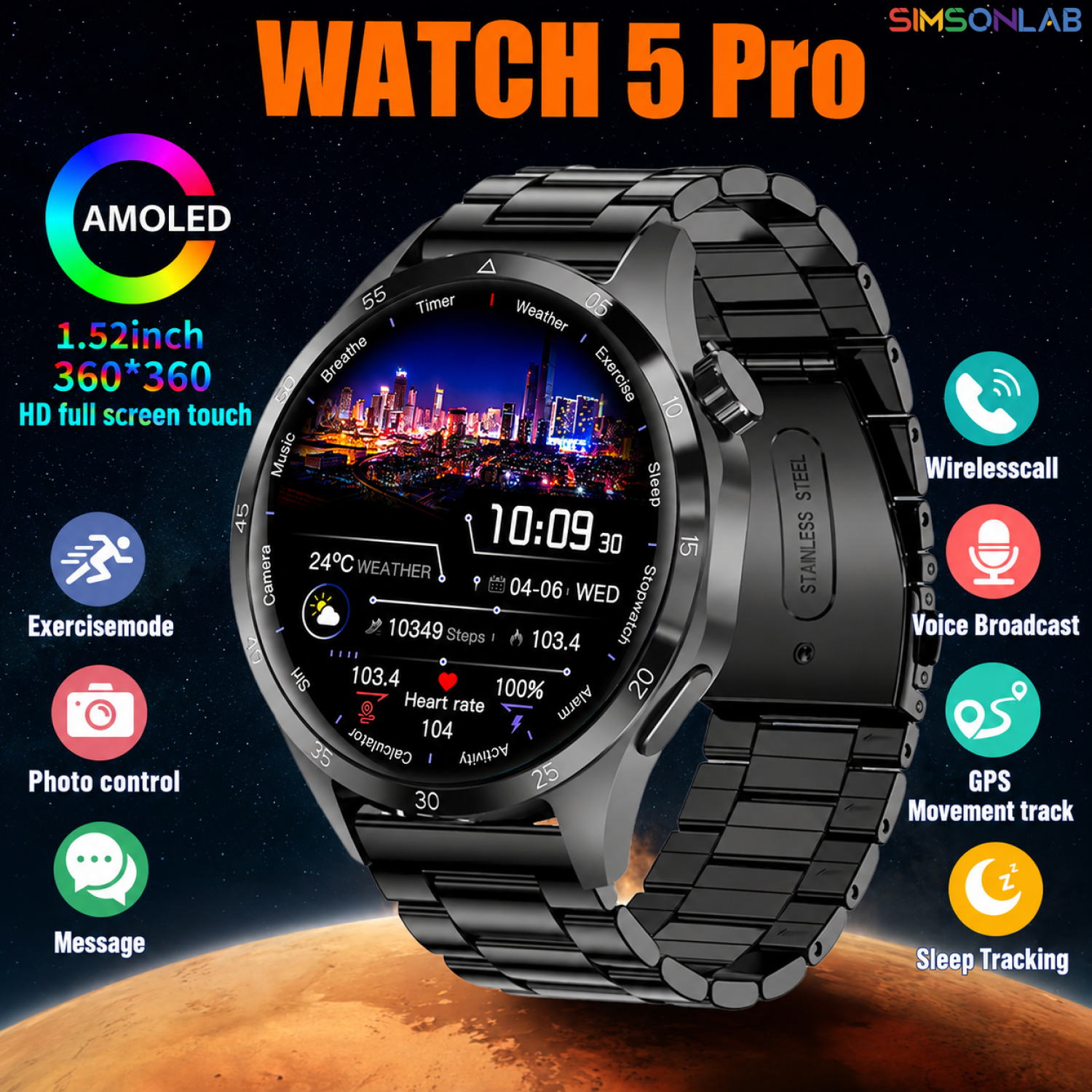 Smartwatch Watch Whatsapp - 2026 Watch 5 Pro GPS Track