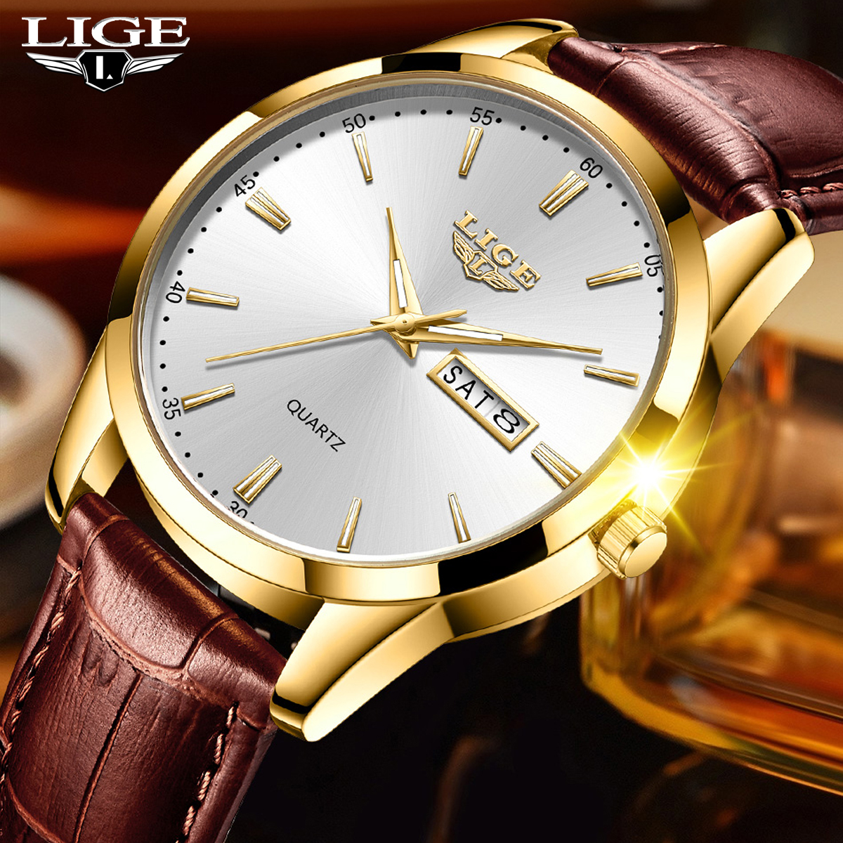 LIGE Man Watch Fashion Leather - Smartwatch Military Watches For Men のレビューと価格