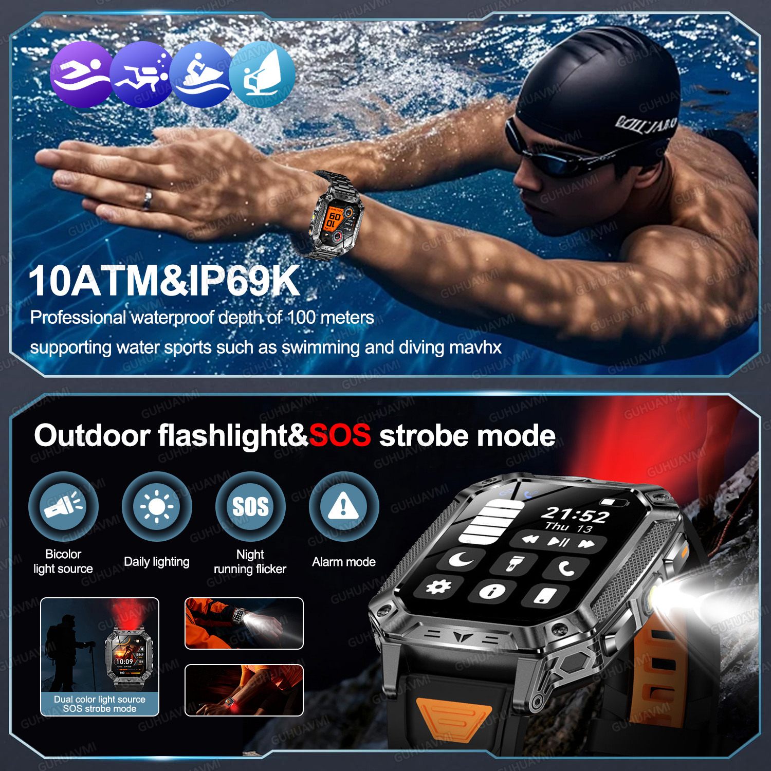 2026 Military 1400mAh Battery  - Smartwatch Military Watches For Men のレビューと価格