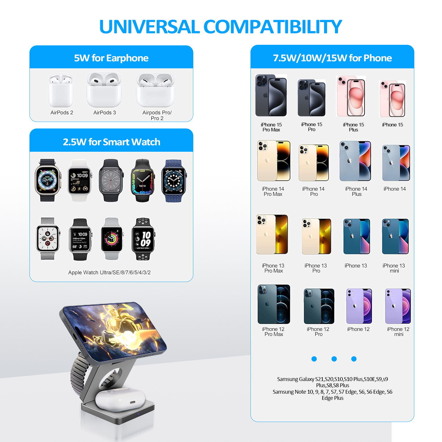 15W 3 in 1 Magnetic Wireless C - Watches Smartwatch Samsung のレビューと価格