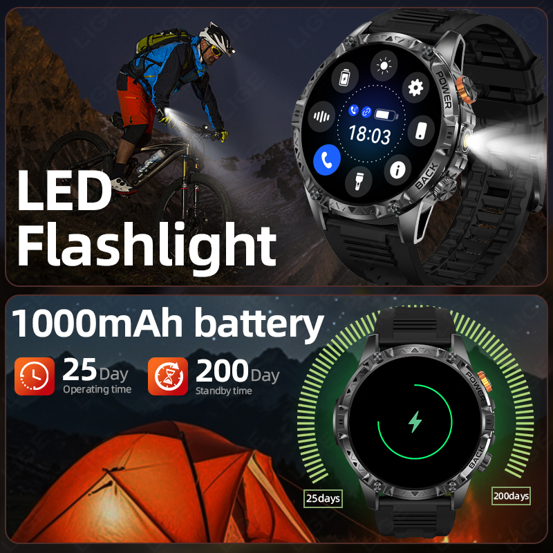 LIGE New Military For T-Rex 3  - Smartwatch Military Watches For Men のレビューと価格