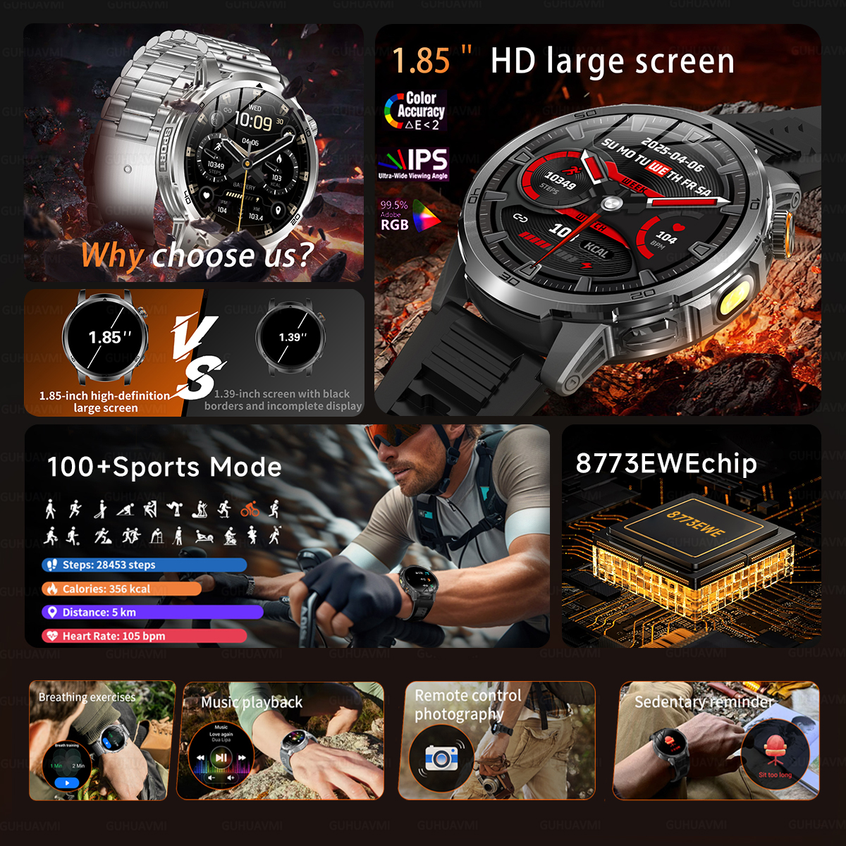 2026 New Outdoor Military 1.85 - Smartwatch Military Watches For Men のレビューと価格