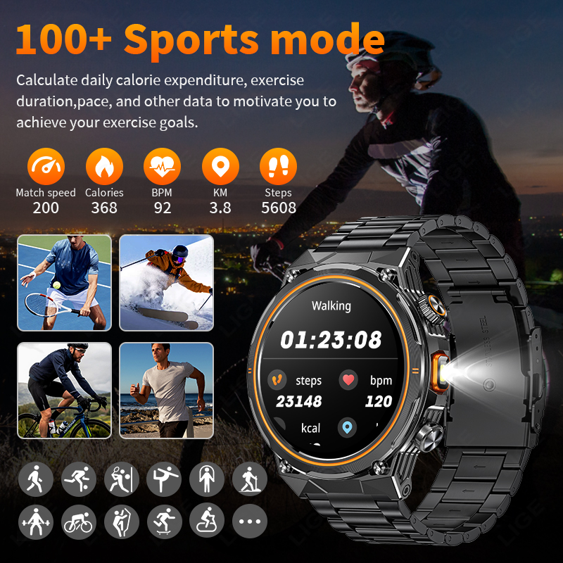 LIGE 2026 Military Smartwatch  - Smartwatch Watches For Sale のレビューと価格