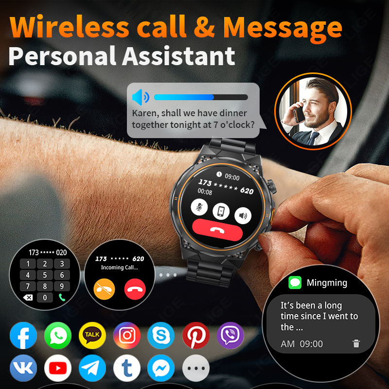 LIGE 2026 Military Smartwatch  - Smartwatch Watches For Sale のレビューと価格