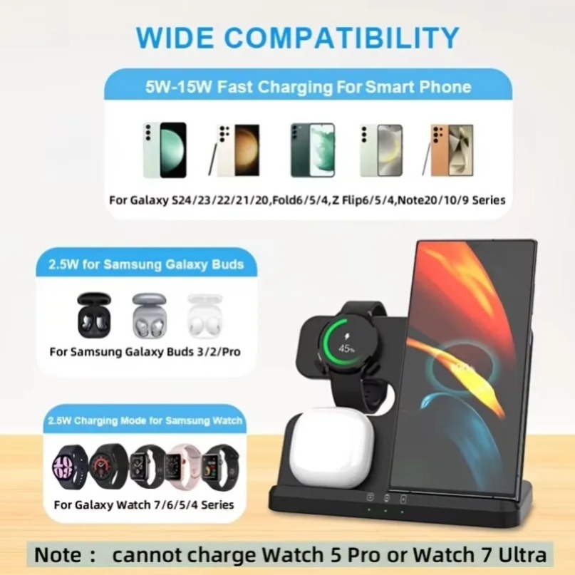 3 In 1 Wireless Charger Stand  - Watches Smartwatch Samsung のレビューと価格
