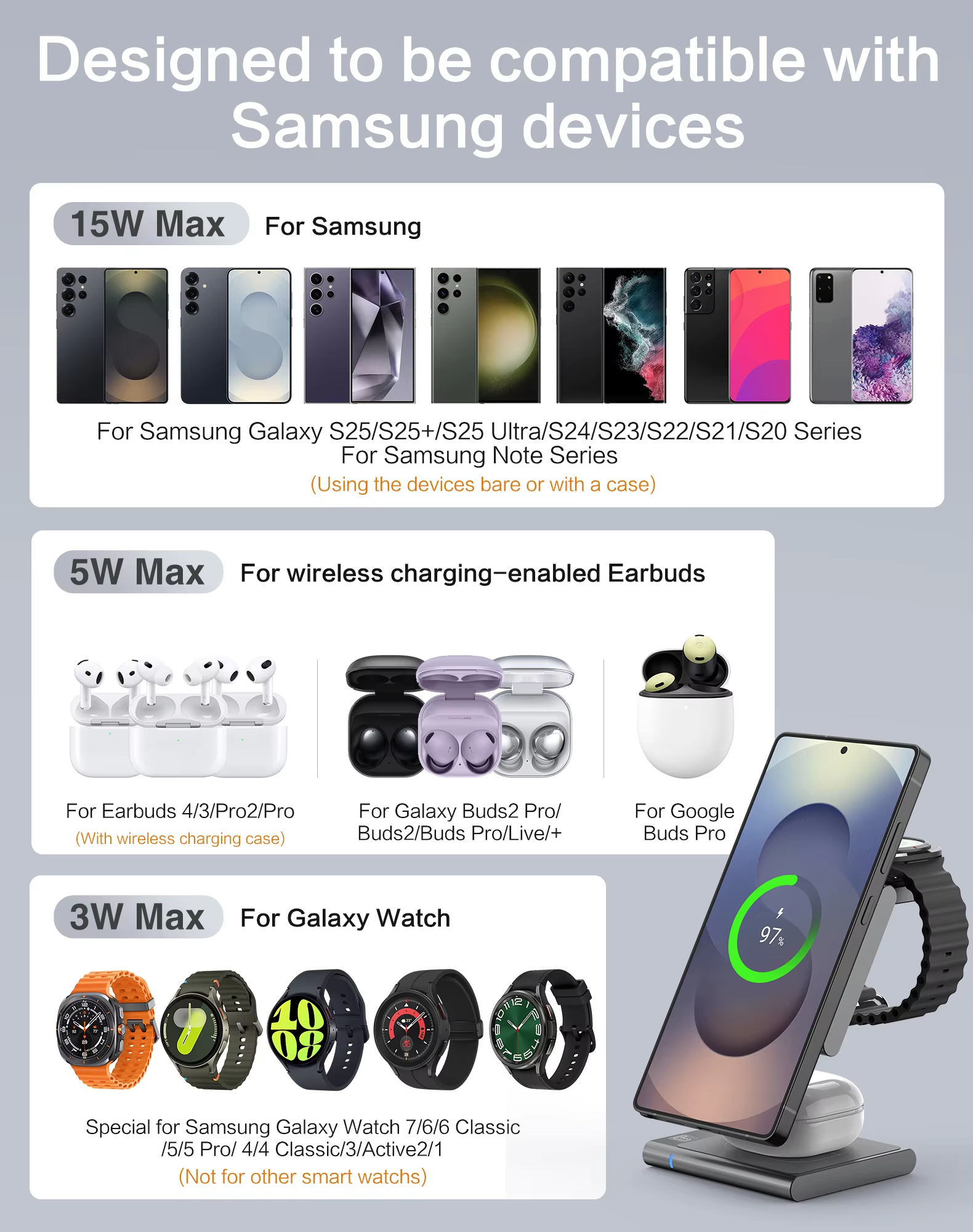 4in1 Wireless Charging Station - Watches Smartwatch Samsung のレビューと価格