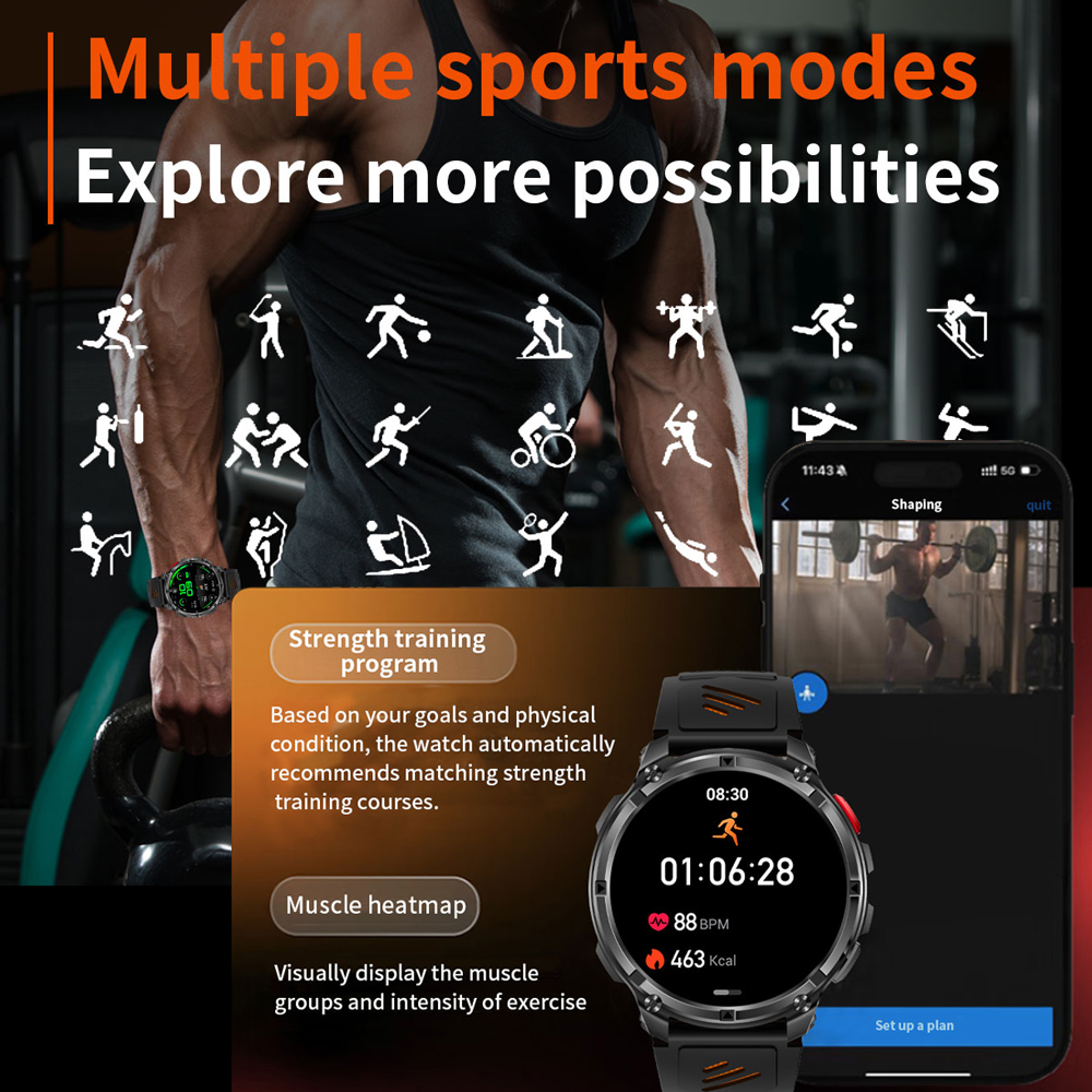 2026 New T-Rex3 Pro 1100mAh Ba - Smartwatch Military Watches For Men のレビューと価格