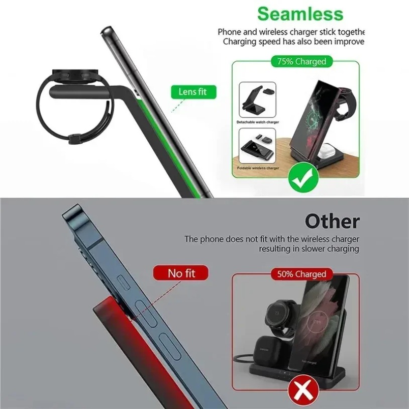 3 in 1 Wireless Charger Stand  - Watches Smartwatch Samsung のレビューと価格