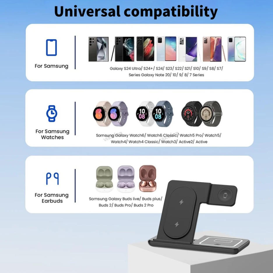 3 In 1 Foldable Wireless Charg - Watches Smartwatch Samsung のレビューと価格
