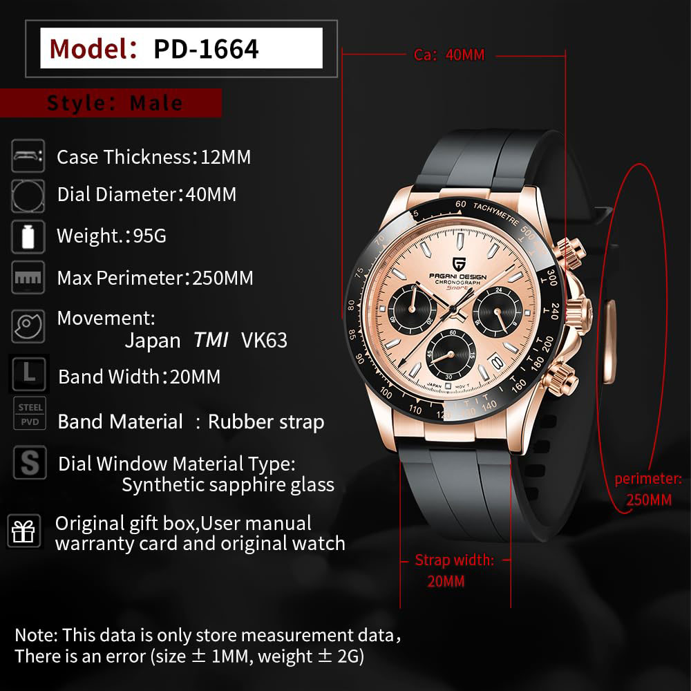 VK63 Men Watch PAGANI DESIGN 4 - Anti-Magnetic Watch のレビューと価格