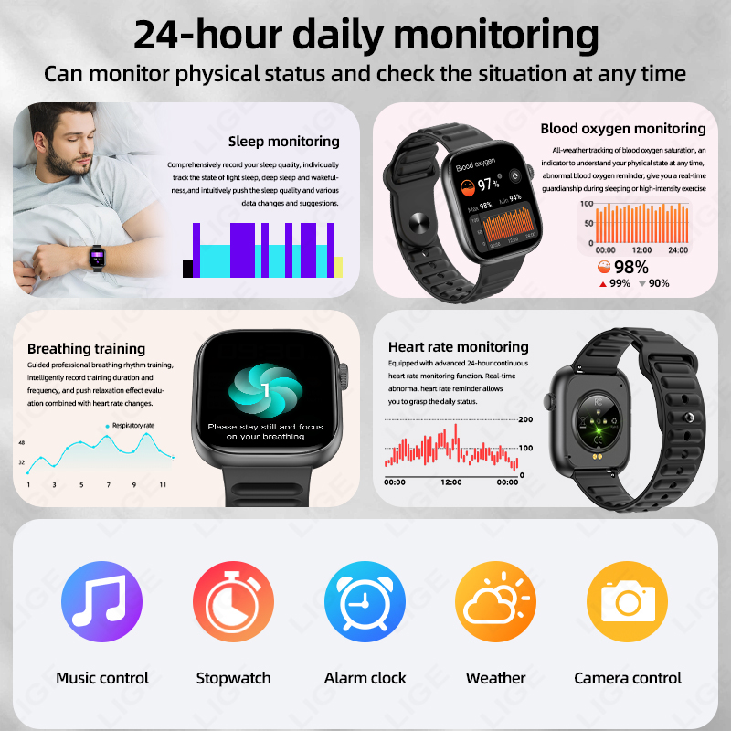 LIGE Smart Watch Man 1.83” HD  - Smartwatch Nothing Watches のレビューと価格
