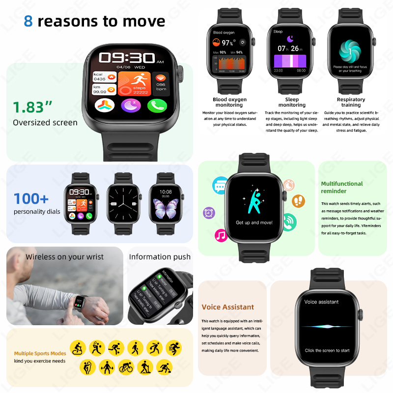 LIGE Smart Watch Man 1.83” HD  - Smartwatch Nothing Watches のレビューと価格